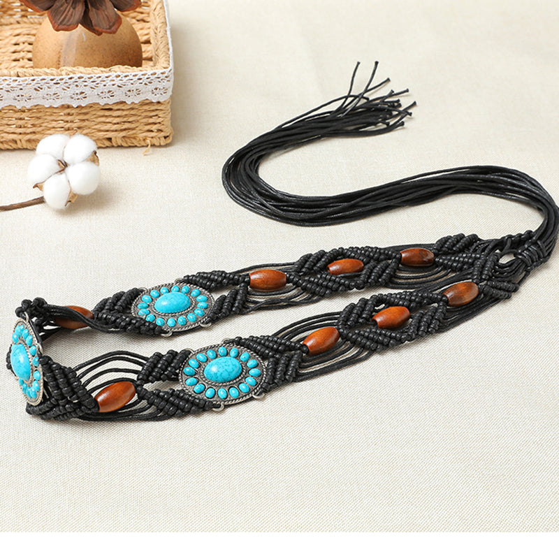 Acrylic Crochet Turquoise Woven Belt