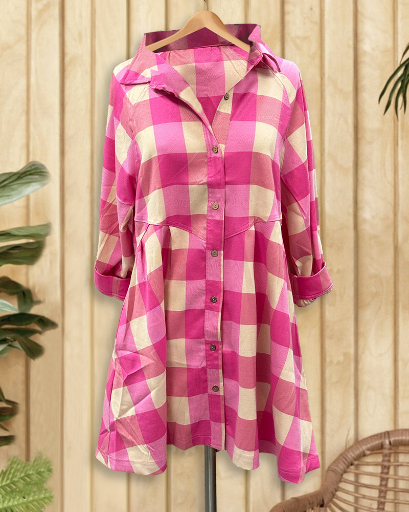 Checked Classic Single Breasted Mini Dress