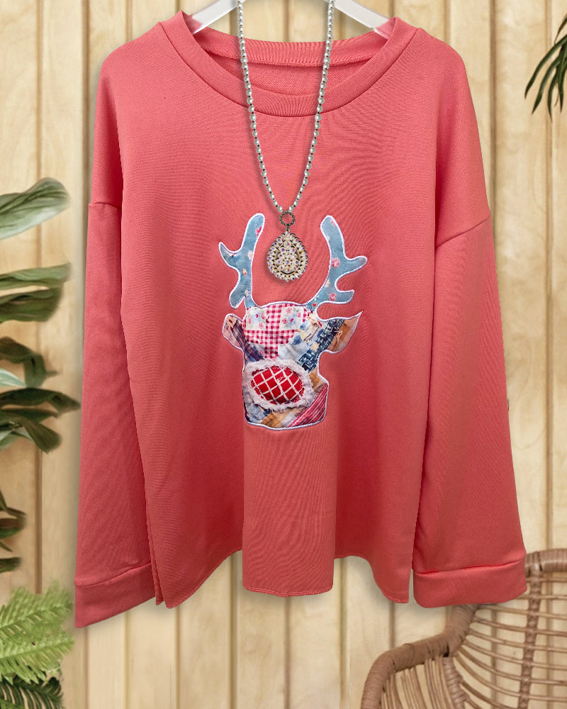Christmas Reindeer Print Sweatshirt