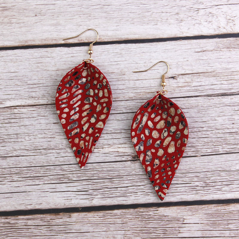 PU Leopard Wild Leaf Earrings