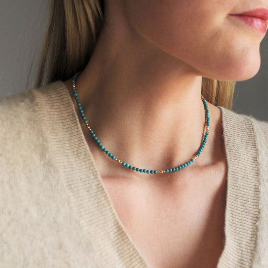 Color Block Urban Turquoise Beaded Clavicle Chain