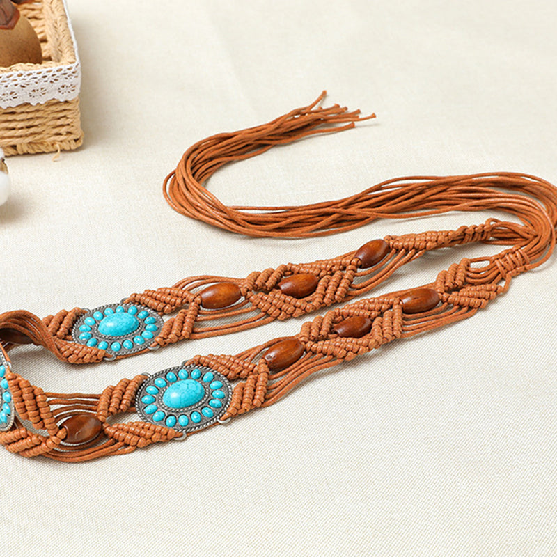 Acrylic Crochet Turquoise Woven Belt