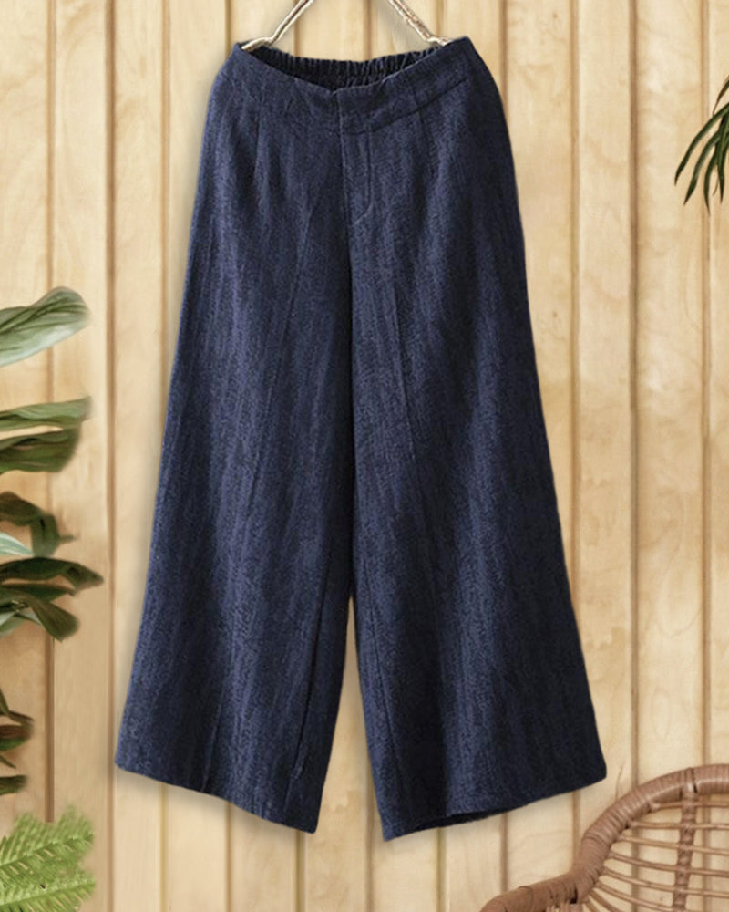 Solid Color Relaxed Wide Leg Pants