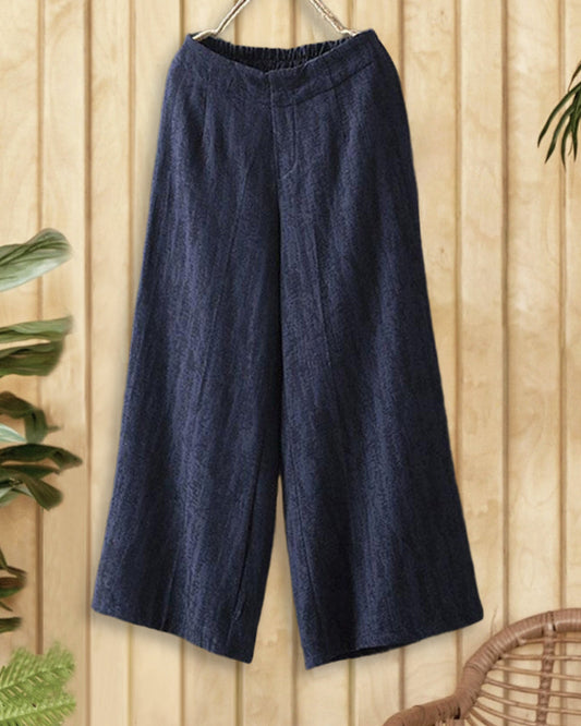 Solid Color Relaxed Wide Leg Pants