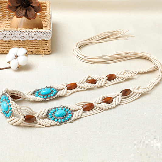 Acrylic Crochet Turquoise Woven Belt