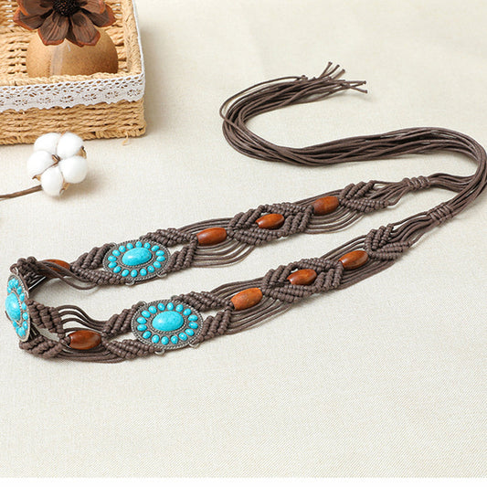 Acrylic Crochet Turquoise Woven Belt