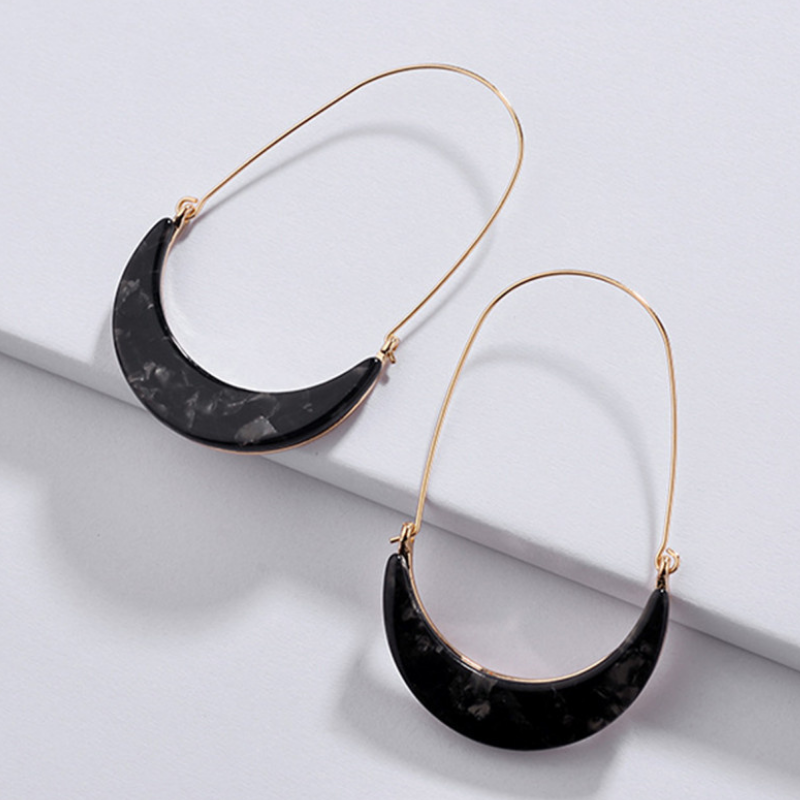 Bold Crescent Pendant Earrings