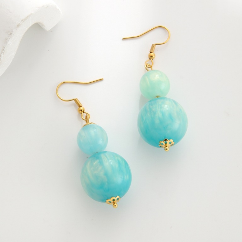 Solid Color Gourd-shaped Beaded Pendant Luxe Earrings