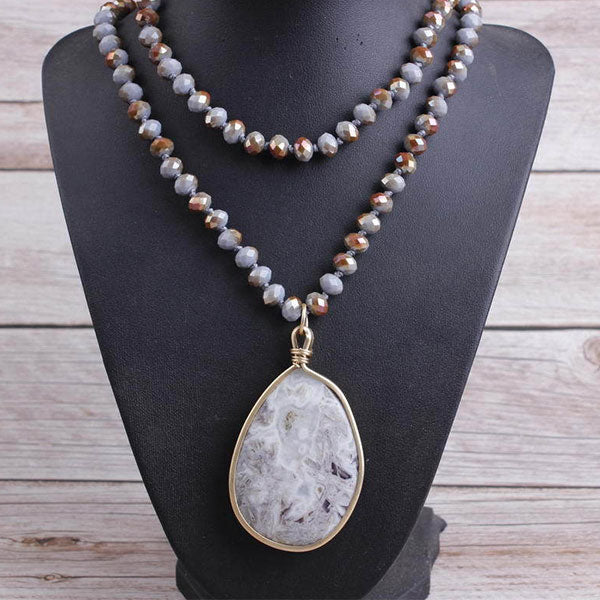 Pebble-shaped Pendant Retro Agate Necklace