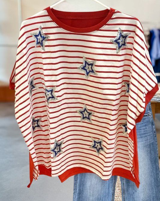 Sequin Star Striped Tee
