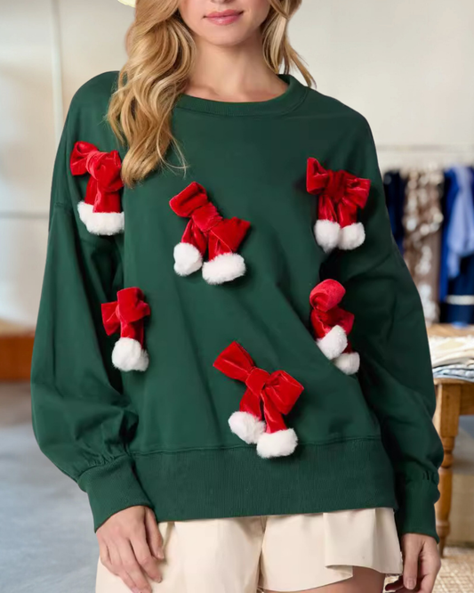 Christmas Bow Decor Festive Sweatshirt