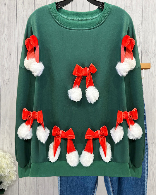 Christmas Bow Decor Festive Sweatshirt