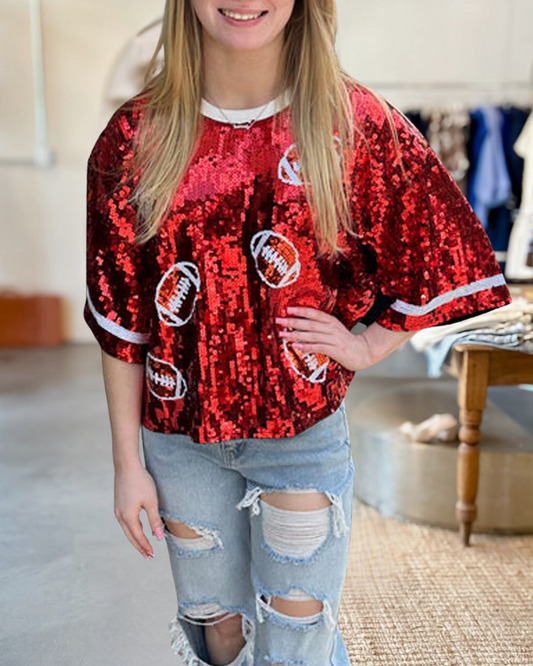 Football Casual Sequin T-shirt