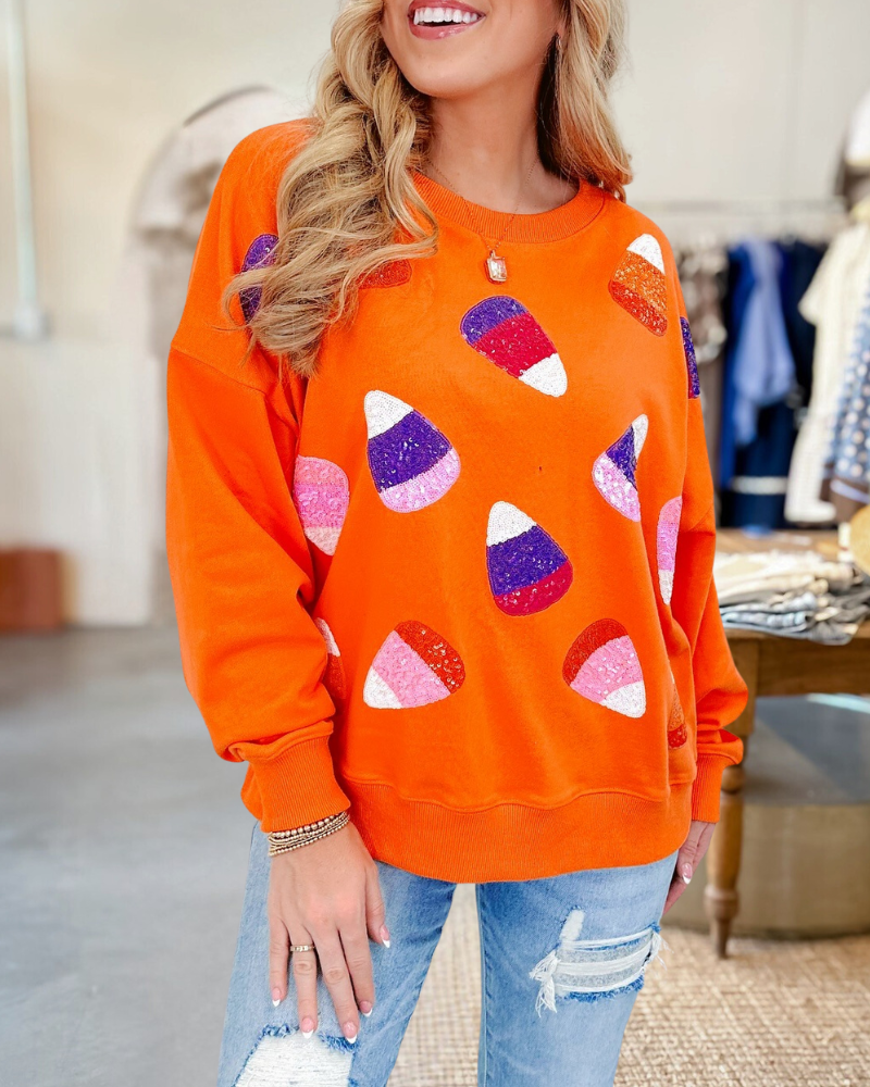 Halloween Candy Sequined Sweatshirt