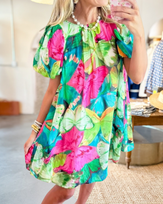 Casual Butterfly Floral Dress