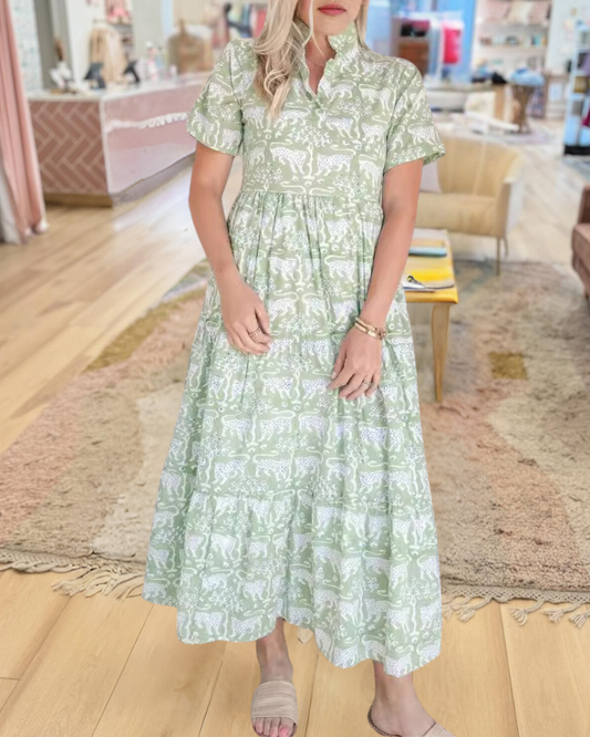 Leopard Print Pocket Maxi Dress