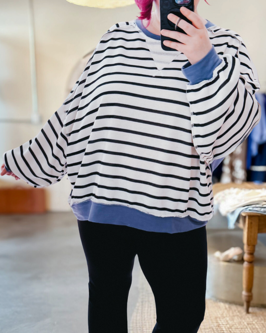 Oversized Striped Crewneck Sweatshirt