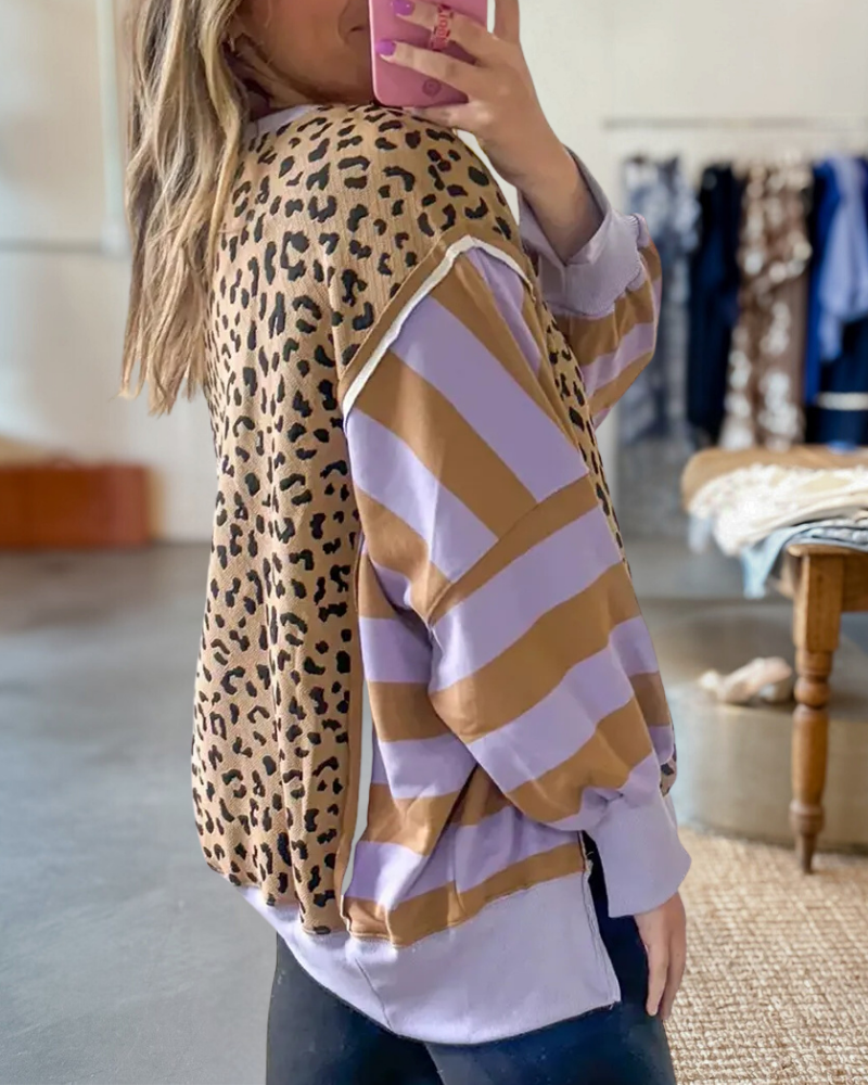 Leopard and Stripe Mixed Top