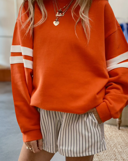 Stripe Round Neck Long Sleeve Sweatshirt