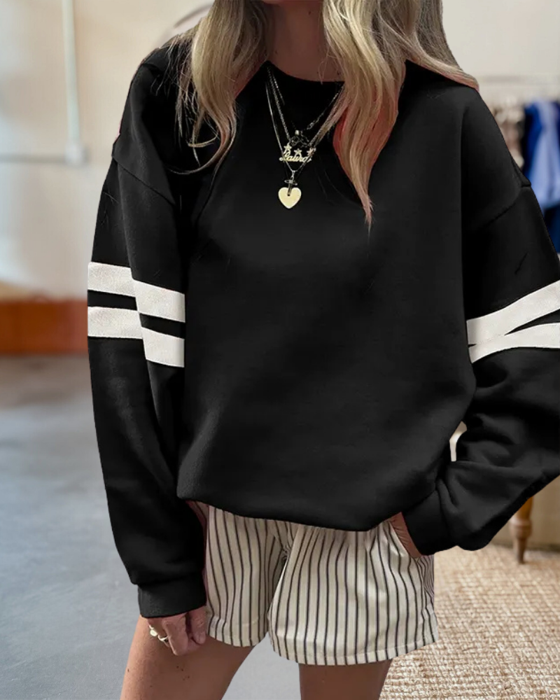Stripe Round Neck Long Sleeve Sweatshirt