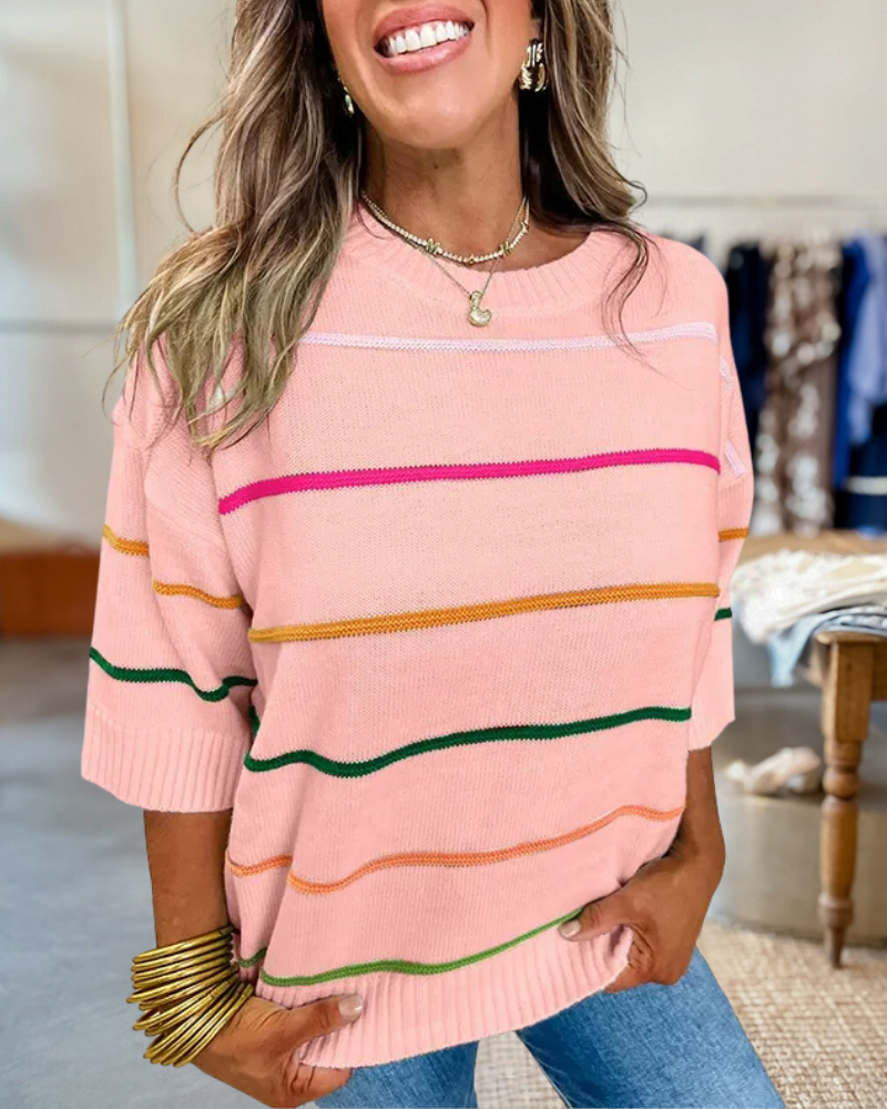 Colorblock Striped Knit Top