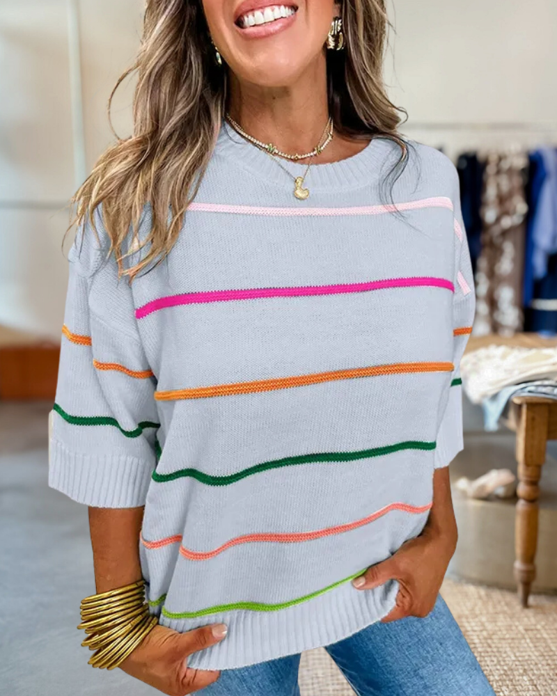 Colorblock Striped Knit Top