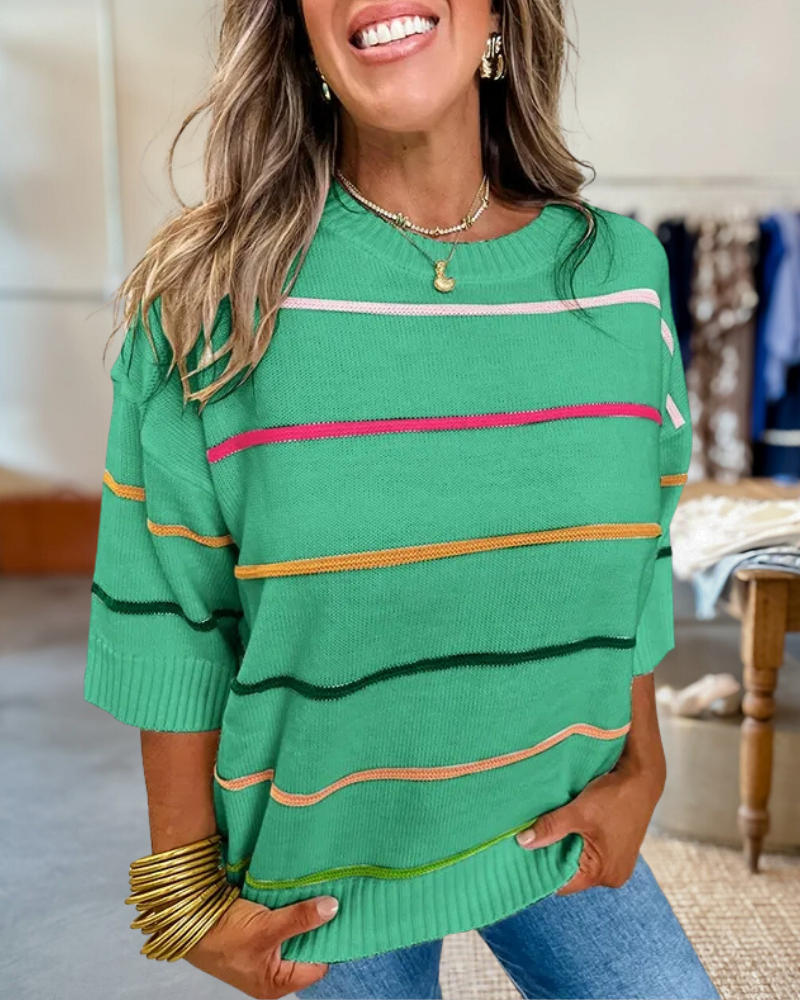Colorblock Striped Knit Top