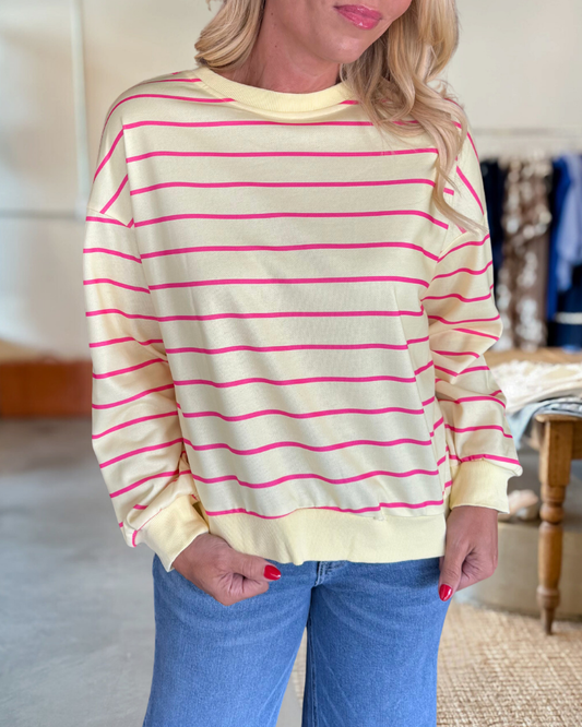 Stripe Overlap Detail Drop Shoulder Sweatshirt