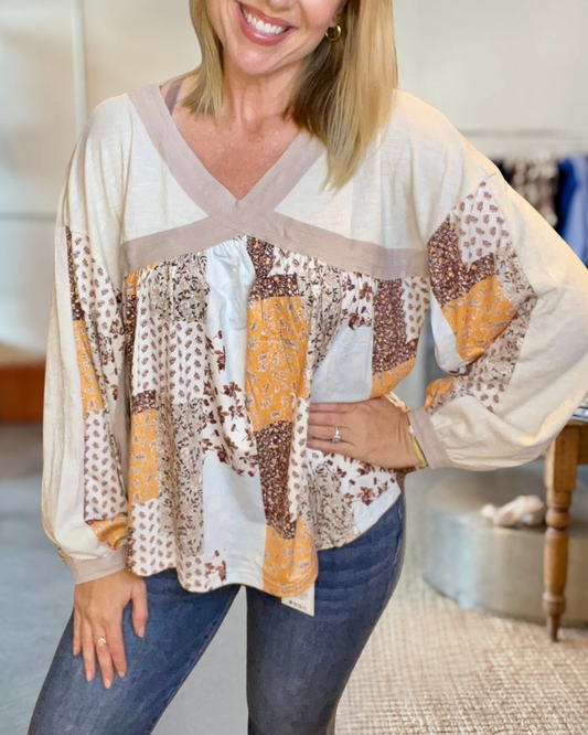 Autumn Bloom Patchwork Blouse