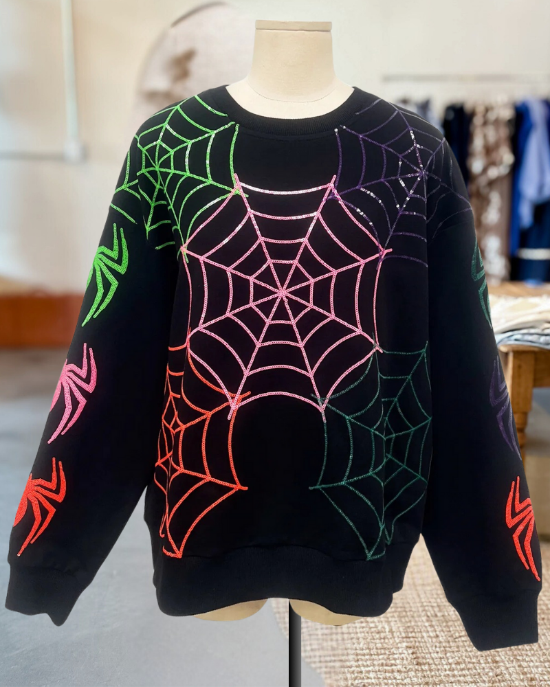 Black Colorful Web Pullover