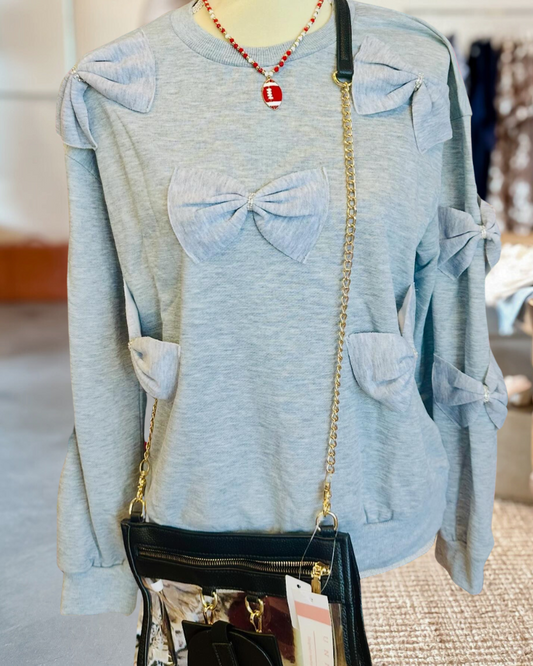 Bow Round Neck Long Sleeve Sweatshirt