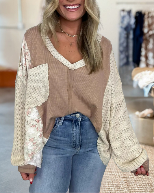 Floral Patchwork Oversized Pullover