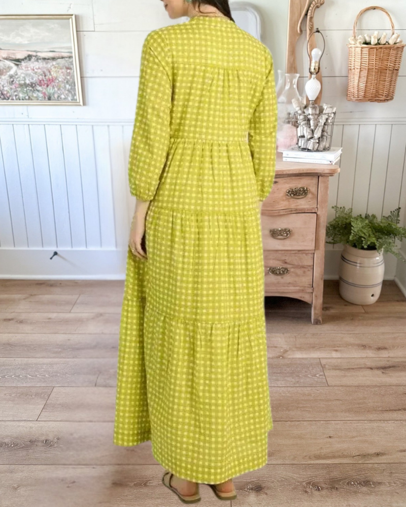 Citron Check Midi Dress