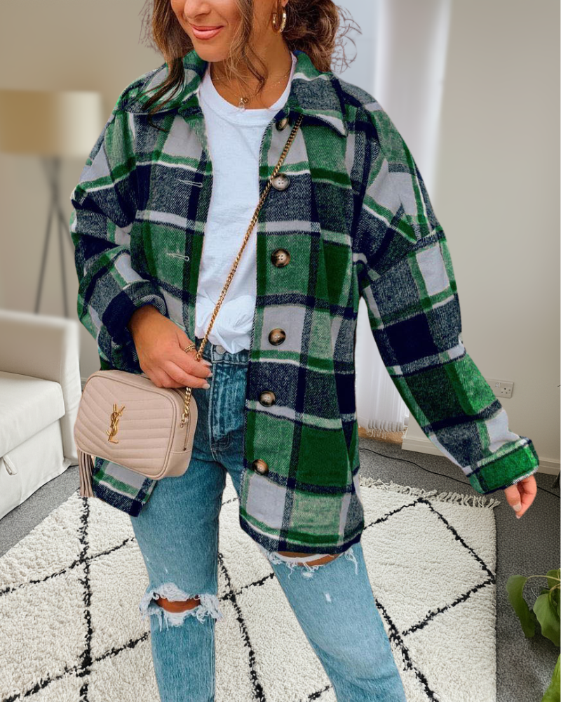 Oversized Plaid Shacket Jacket
