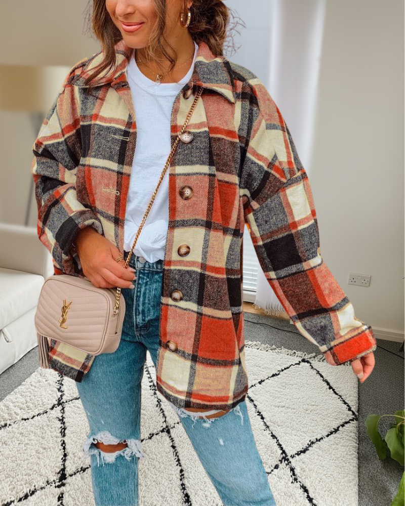 Oversized Plaid Shacket Jacket