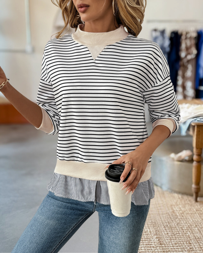 Layered Striped Long Sleeve Sweatshirt