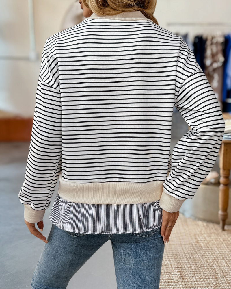 Layered Striped Long Sleeve Sweatshirt