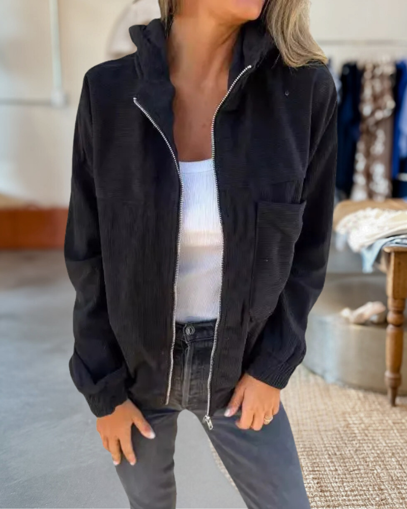 Corduroy Hooded Utility Pockets Jacket