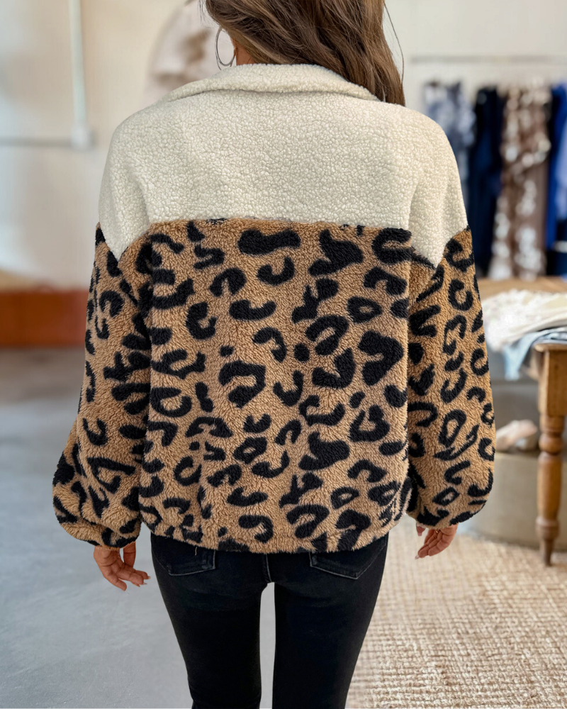 Leopard Zip Up Fleece Jacket