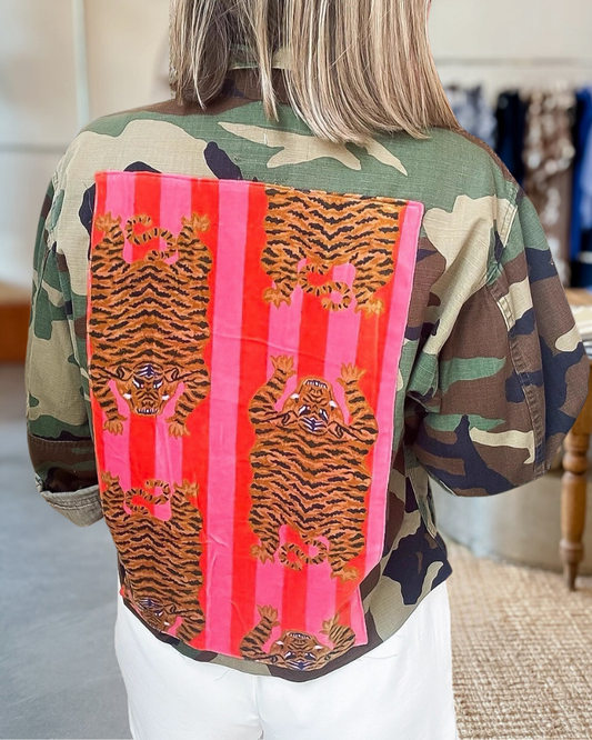 Tiger Patch Detail Bold Camo Jacket