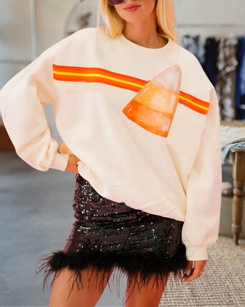 Halloween Candy Corn Print Sweatshirt