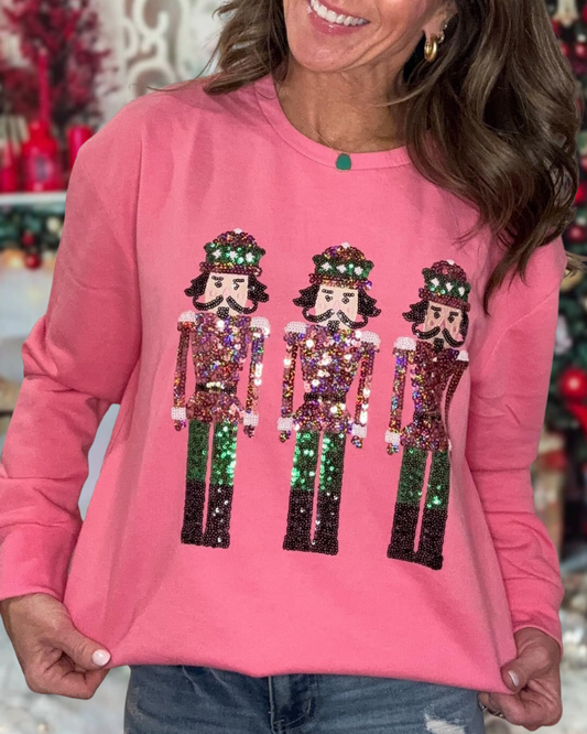 Nutcracker Sequin Pink Sweatshirt