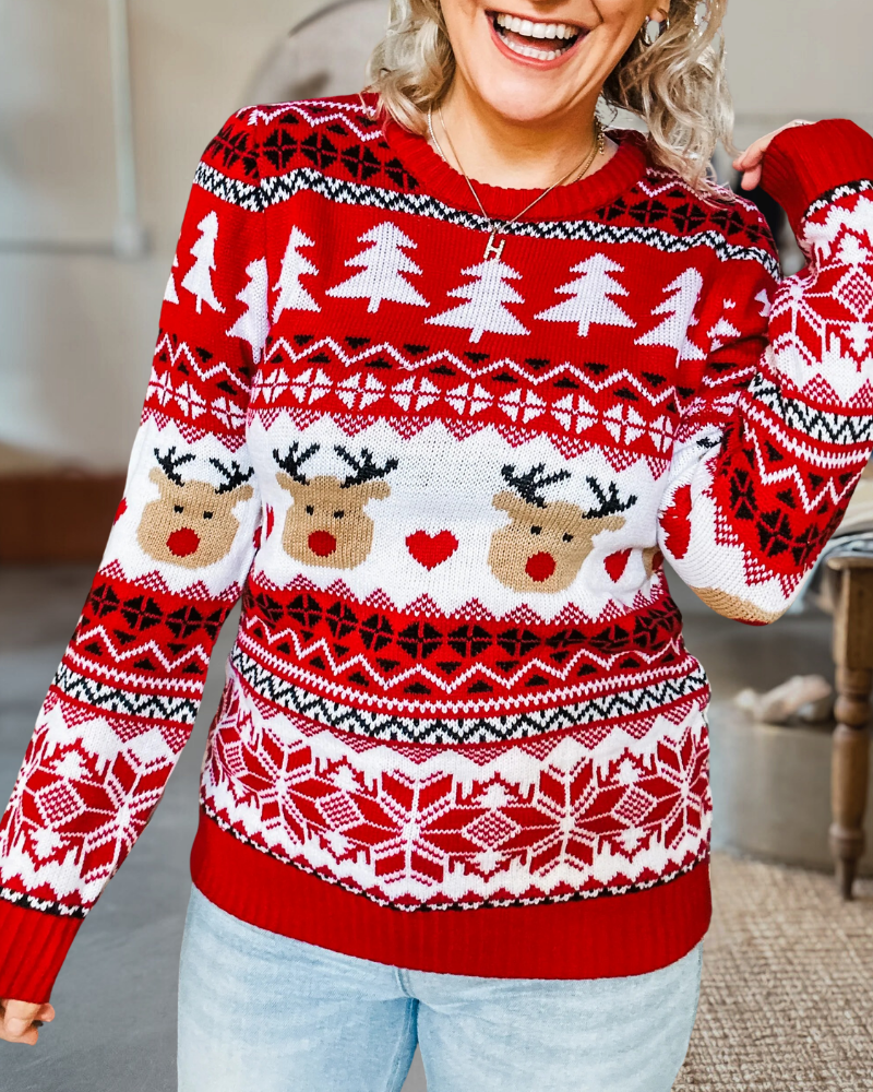 Christmas Reindeer and Tree Knit Sweater