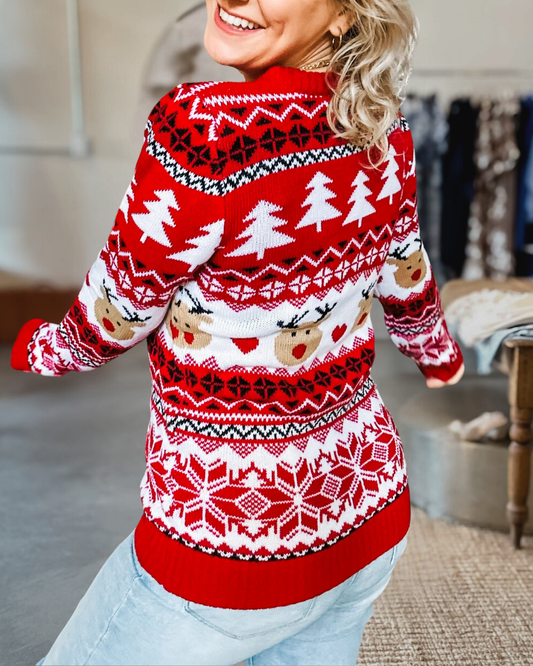 Christmas Reindeer and Tree Knit Sweater