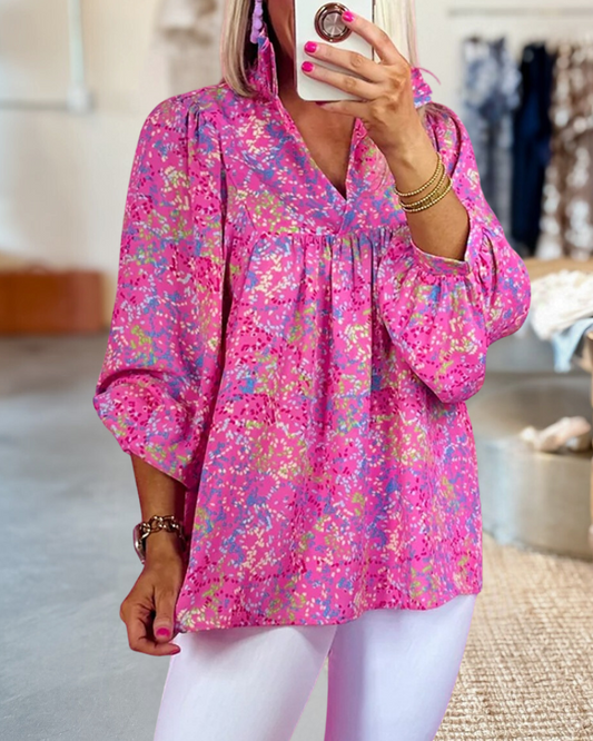 Multicolor Abstract Print Pastoral Blouse