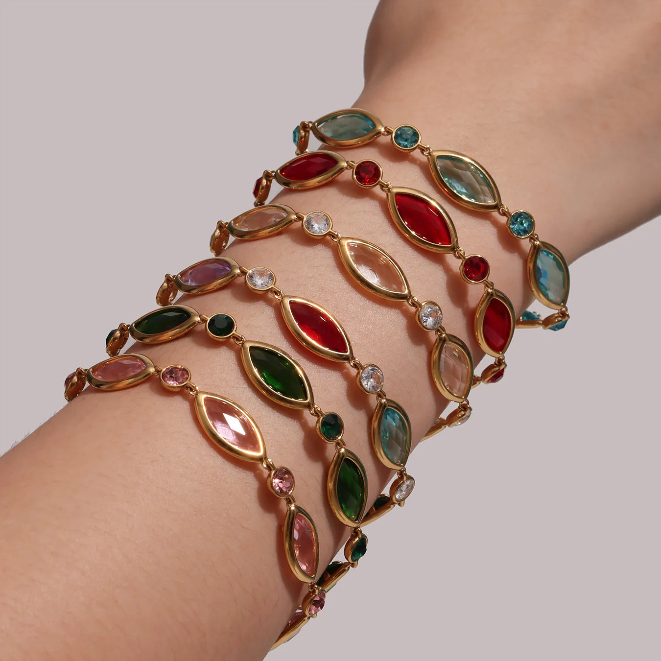 Rainbow Color Glass Bracelet Anklet