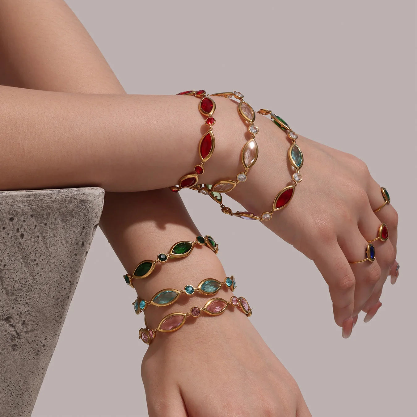 Rainbow Color Glass Bracelet Anklet