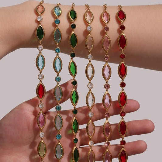 Rainbow Color Glass Bracelet Anklet