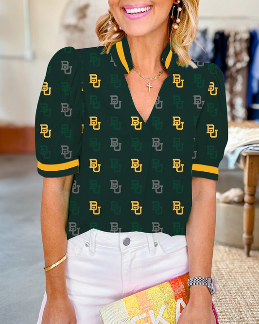Baylor University Print V Neck Top