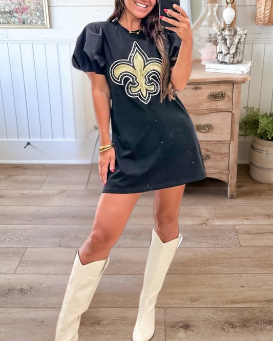 Jordan Amanda Fleur De Lis Black Dress